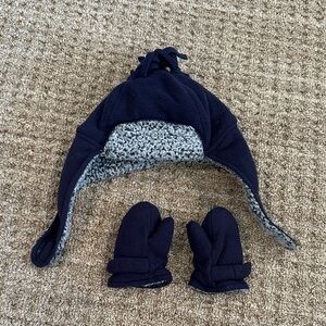 Baby Gap navy blue fleece hat and mittens